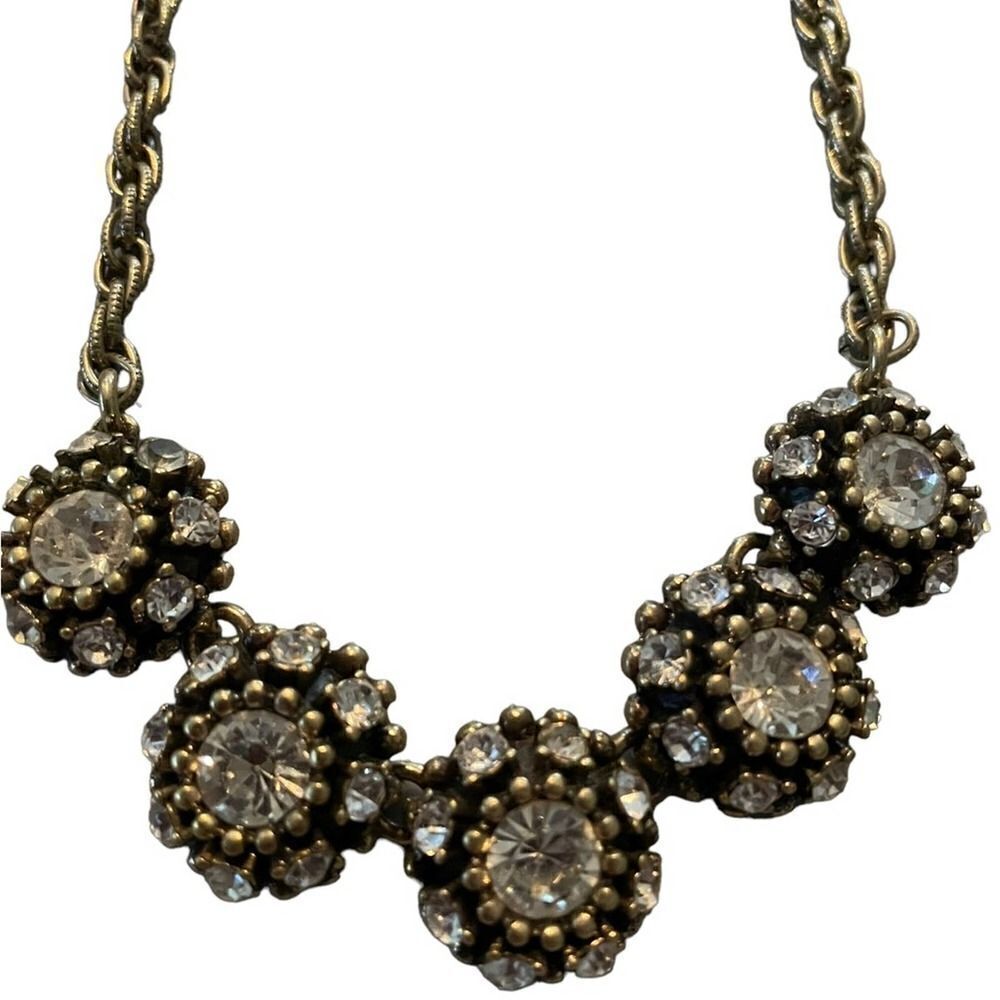 BR Banana Republic Gold-Tone Statement Necklace Faceted Stones Shiny Glam Glitz